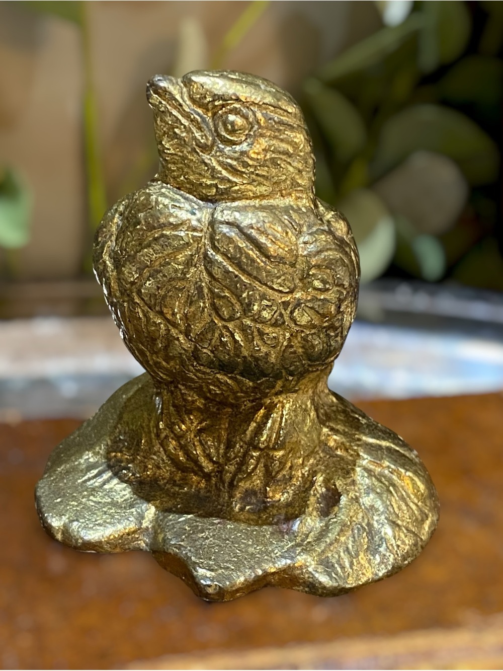 Vintage Heavy Brass Bird Figurine Paperweight Cast